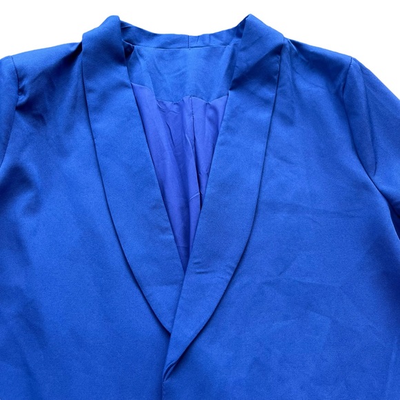 Fashion Noma Women’s XL 12 Royal Blue Open Ruched‎ Long Sleeves Polyester Blazer - Picture 7 of 14